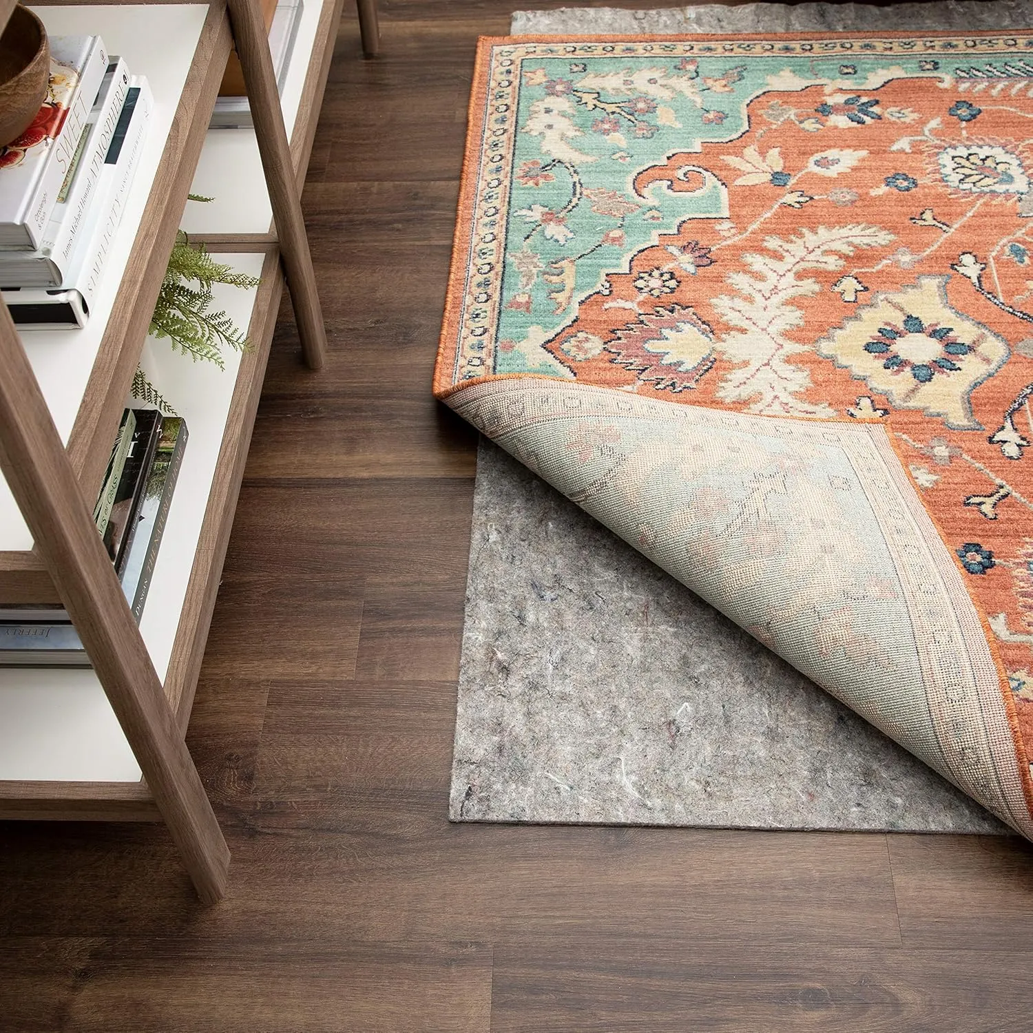 Mohawk Home 8' x 10' Non Slip Rug Pad Gripper 1/4 Thick Dual Surface Felt   Rubber Gripper - Safe for All Floors, Brown
