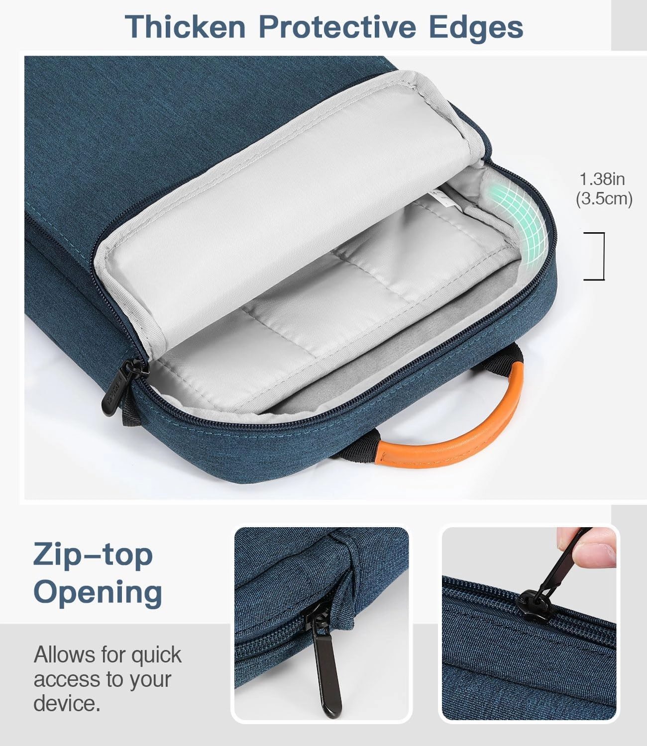 MoKo 12.9 Inch Tablet Sleeve Bag, Fits with 13 Inch New iPad Pro M4 & Air M2 2024,iPad Pro 12.9 M2&M1,Surface Laptop Go 12.4,Galaxy Tab S8 /S9  12.4,Handle Carrying Case with Shoulder Strap, Indigo