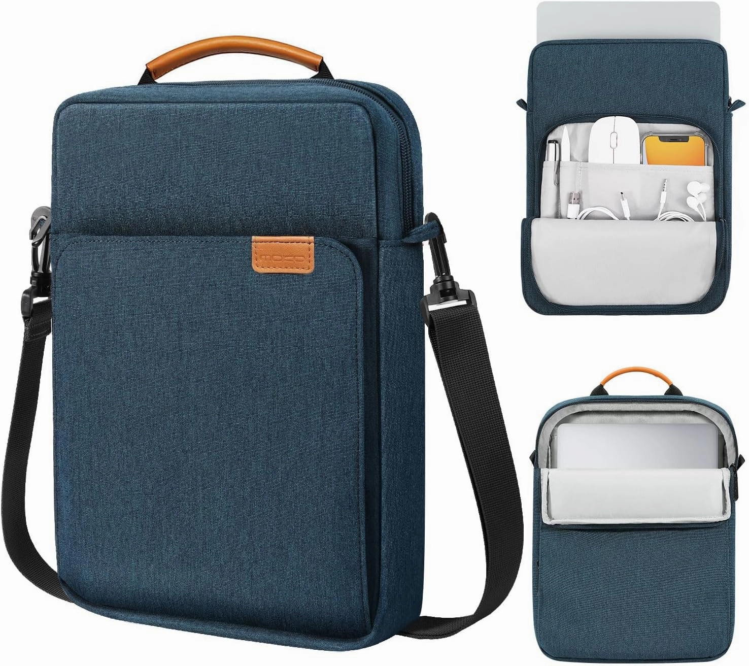MoKo 12.9 Inch Tablet Sleeve Bag, Fits with 13 Inch New iPad Pro M4 & Air M2 2024,iPad Pro 12.9 M2&M1,Surface Laptop Go 12.4,Galaxy Tab S8 /S9  12.4,Handle Carrying Case with Shoulder Strap, Indigo