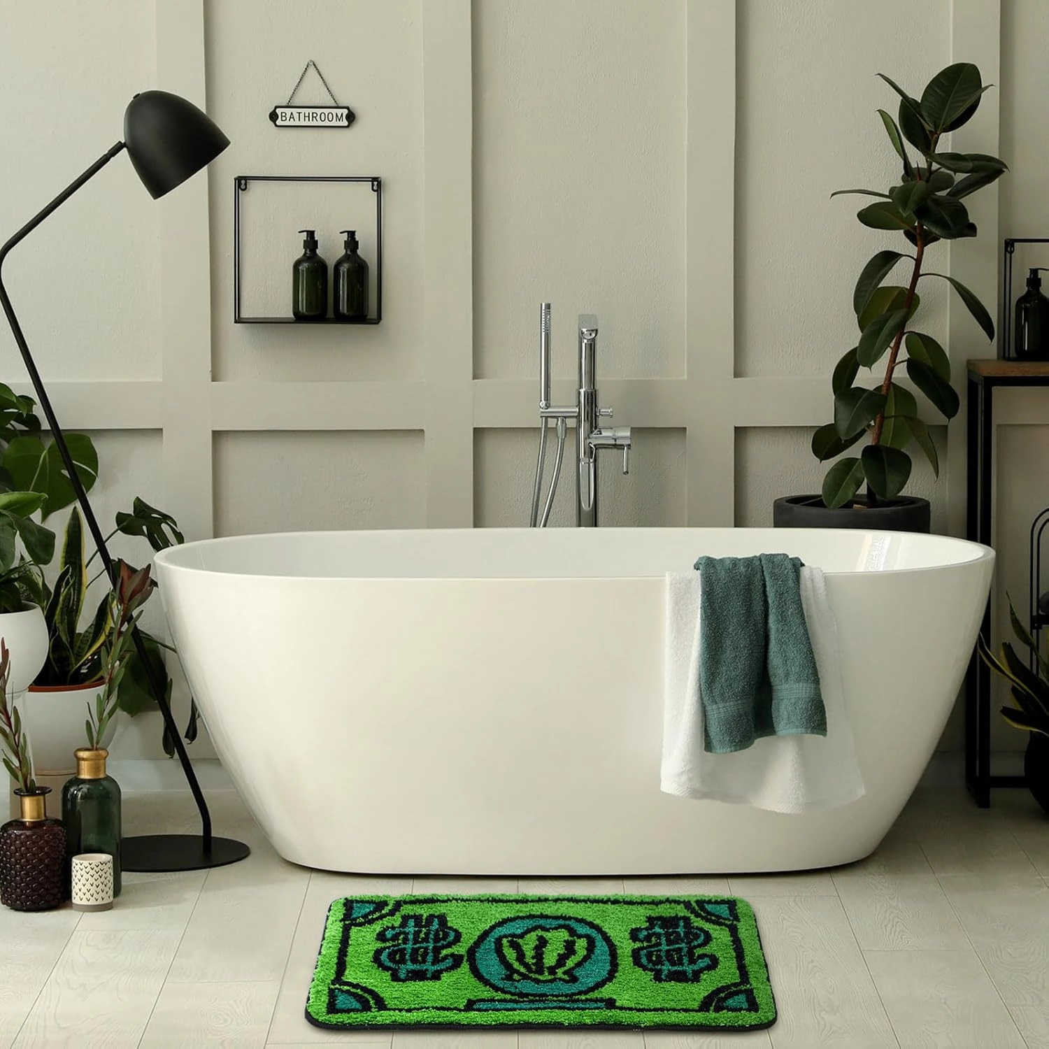 Money Bathroom Rug Gift Cute Bill Door Bath Mat for Bedroom Kitchen Dorm Money Shape Shower Mat Decoration Non Slip Washable Bath Rug for Bathroom