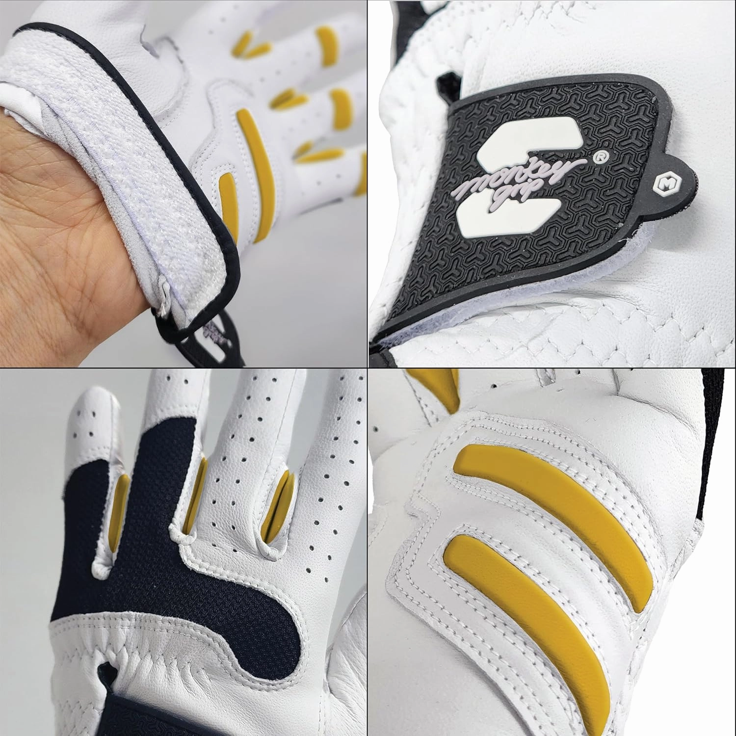 MONKEY GRIP Golf Glove Nonslip No Slice Pad Premium Cabretta Leather Power Good Grip Soft Fit Easy Grip Line Left Hand
