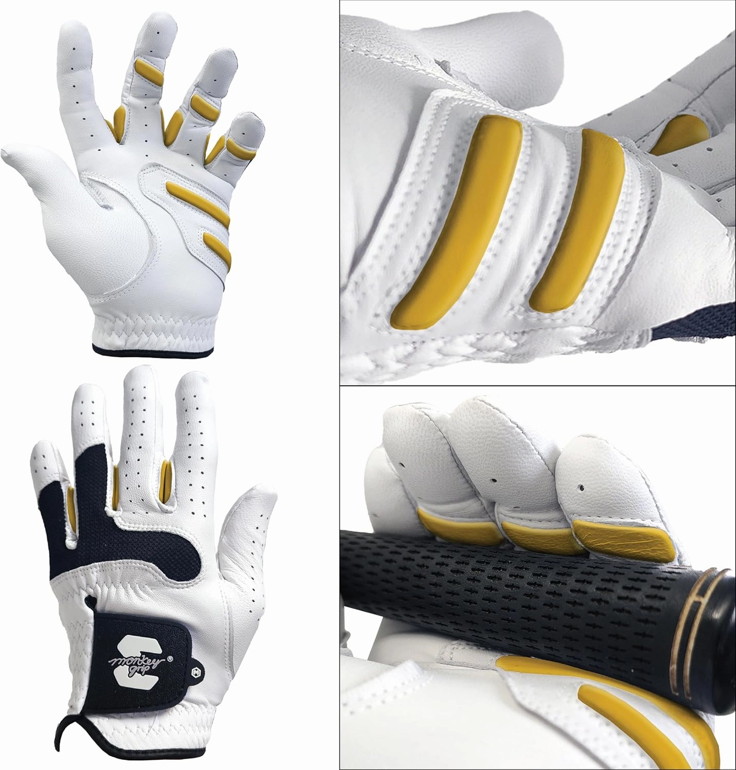 MONKEY GRIP Golf Glove Nonslip No Slice Pad Premium Cabretta Leather Power Good Grip Soft Fit Easy Grip Line Left Hand