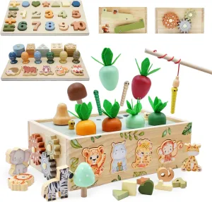 Montessori Toys for 1 Year Old - 4 Year Olds, Wooden Busy Activity ToddlerToy, Preschool Educational Toys, Birthday Gift for Boys Girls Aged 1 2 3 4 Year