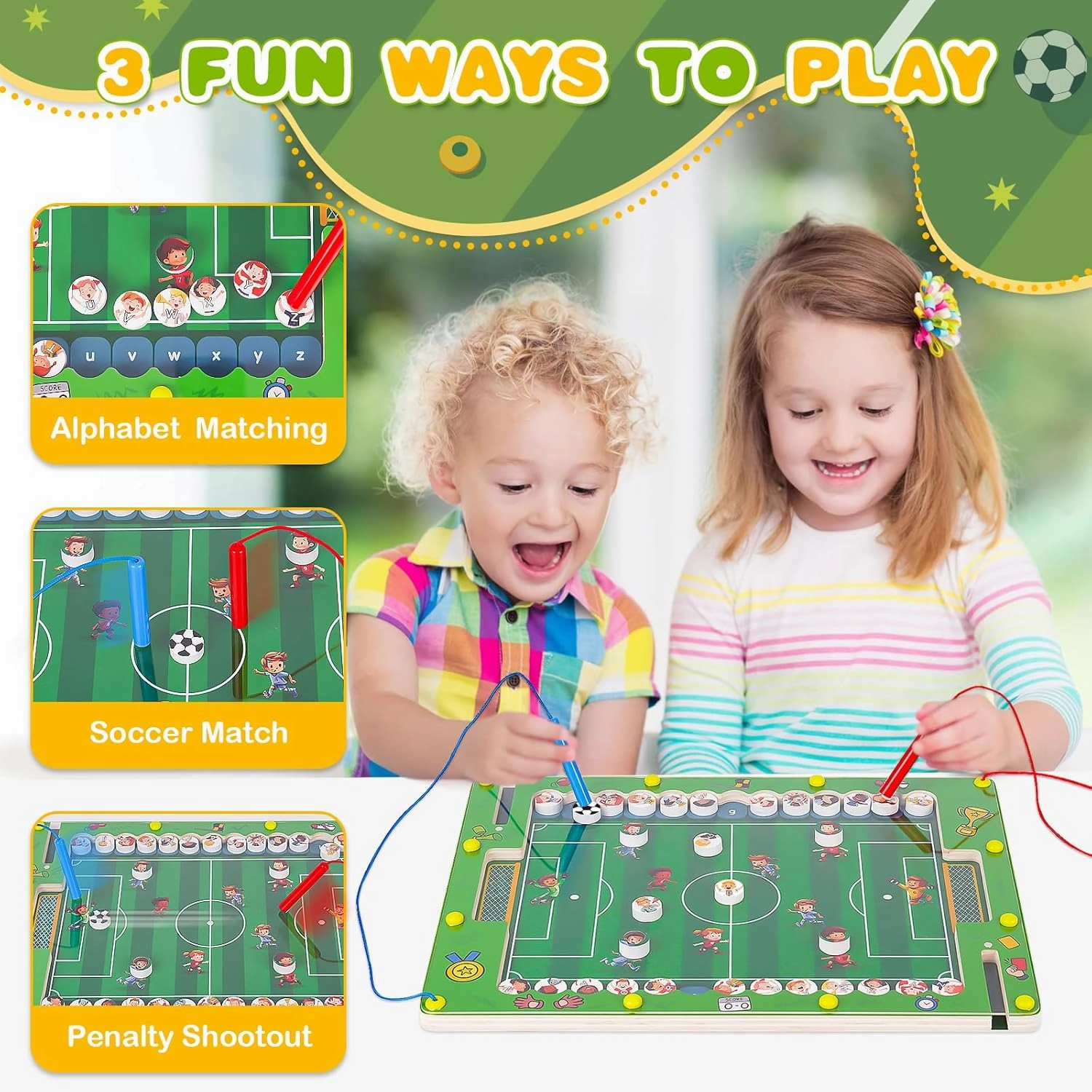 Montessori Magnetic Wooden Autism Toys: Sensory Toys for 4-5-6 Year Old Boys Girls Birthday Gifts, Preschool Educational Learning Activities Soccer Game, Fine Motor Skills Toddler Travel Puzzle Toy