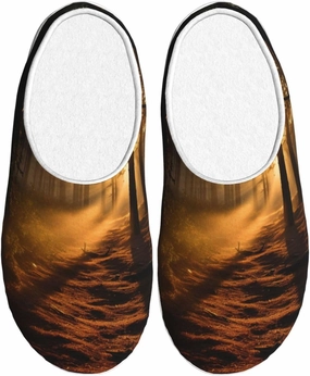 Morning Sunlight In Wilderness Slippers With Fluffy Soft Warm For Women9-10/Men7-7.5, Flannel Slippers Cozy Plush Indoor Outdoor