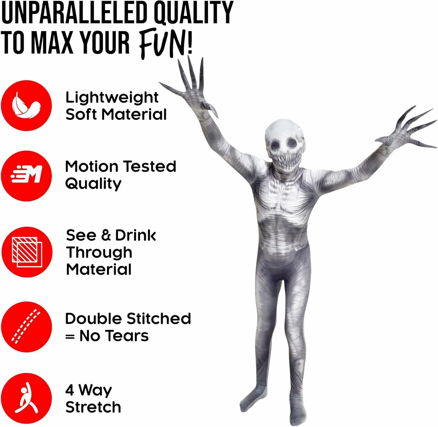 Morphsuits The Rake Costume for Kids, Zalgo Scary Halloween Costume for Boys, Creepy Kids Outfit, Fun Dress-Up