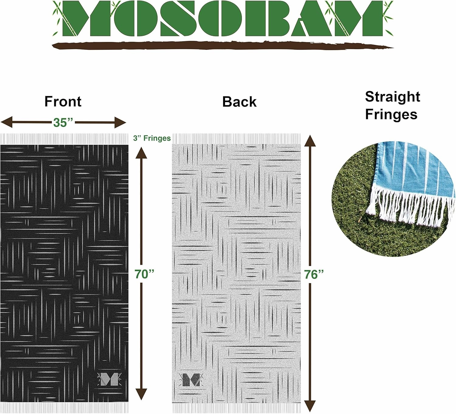 Mosobam Soft Fouta Peshtemal 35X70, Charcoal Black, Fall Cacala Fleece Blankets, Luxury Scarf Sarong, Hamam Towel, Lightweight Travel Outdoor Picnic Blanket Throw, Viscose Made from Bamboo