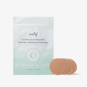 Motif Medical CGM Patches for Libre 3 CGM - Breathable Waterproof Sensor Patches w/Lasting Support - Easy Apply & Remove CGM Covers - Sleek Adhesive Patch for Showers & Workouts (20/Pack)