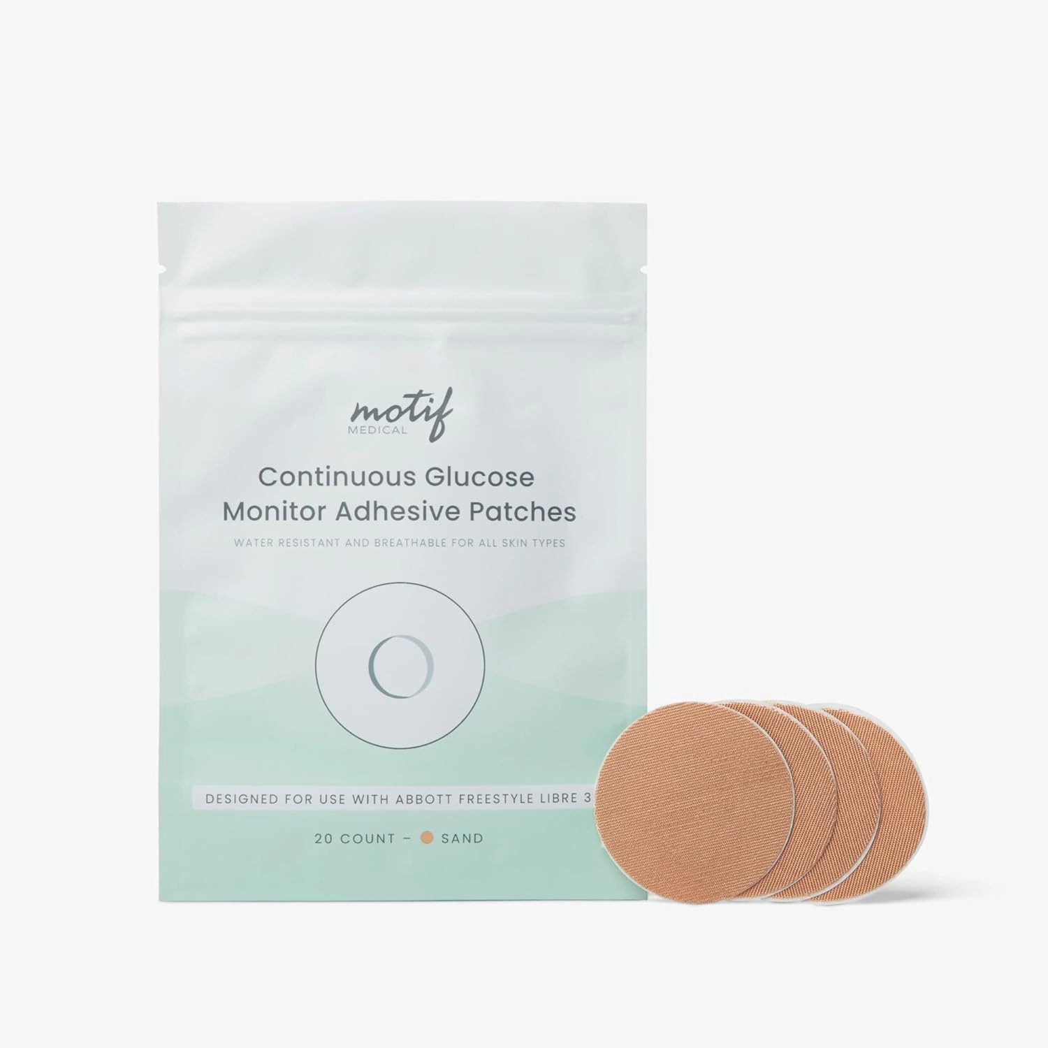 Motif Medical CGM Patches for Libre 3 CGM - Breathable Waterproof Sensor Patches w/Lasting Support - Easy Apply & Remove CGM Covers - Sleek Adhesive Patch for Showers & Workouts (20/Pack)