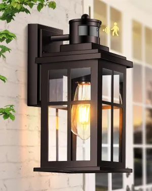 Motion Sensor Exterior Light Fixture, Bronze Dusk to Dawn Outdoor Wall Lights, Waterproof Exterior Lights for House, Porch, Doorway, Garage, 100% Aluminum
