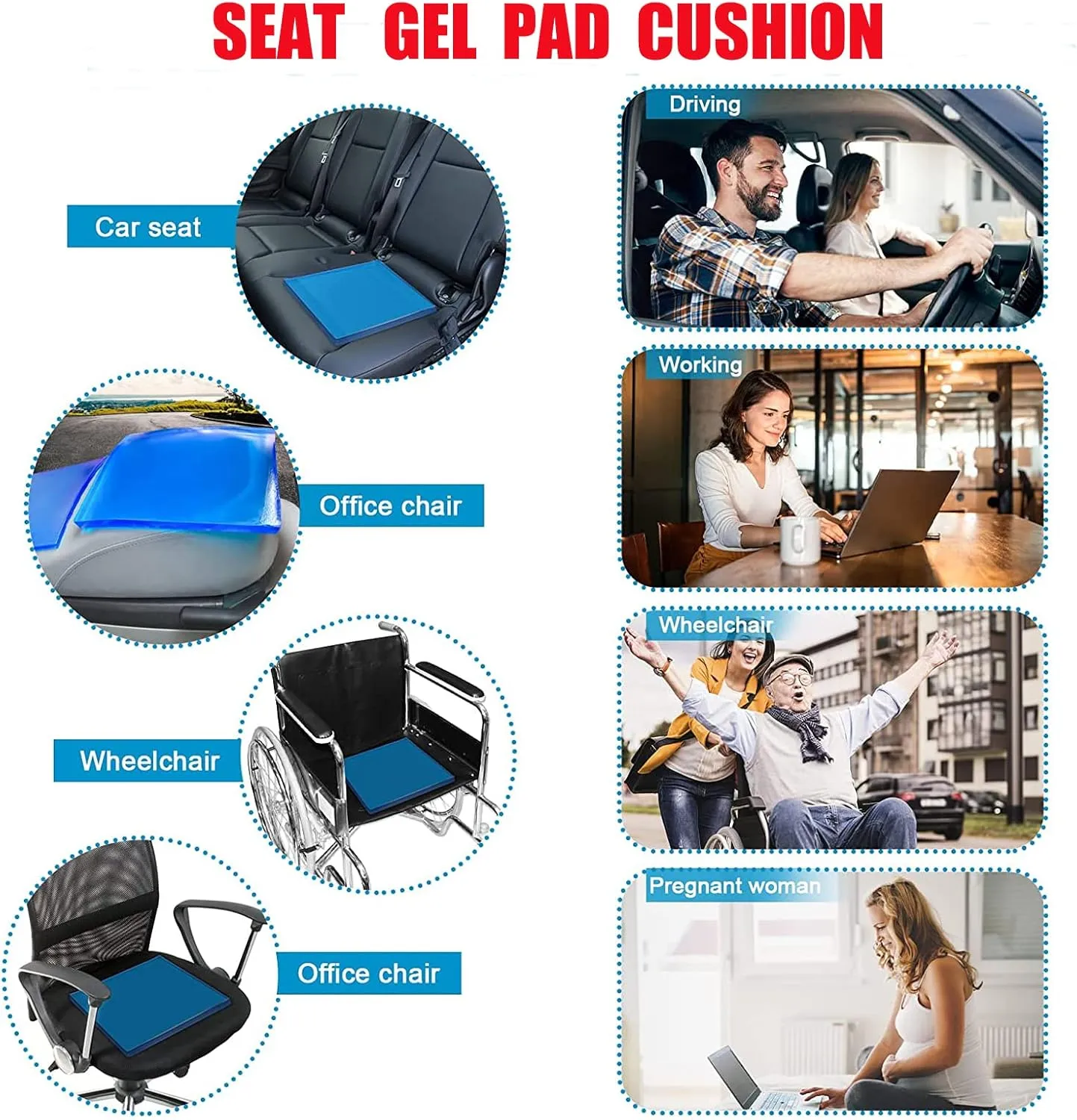 Motorcycle Seat Gel Pad Motorcycle Driver/Passenger Seat Cushion Shock Absorption Mats Reduce Fatigue Comfortable Soft Cooling Cushion Cool DIY Pad Office Chair Cushion (48 x 35 x 1cm)