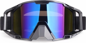 Motorcycle Riding Goggles for Off Road Motocross, Dirt Bike ATV Racing - UV Protection, Shatterproof, Dust-Resistant - UTV MX Helmet Glasses for Outdoor Sports - Black Frame, Color Lens
