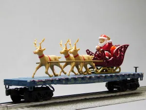 MTH RAILKING North Pole Santa Sleigh & Reindeer (Blue) O Gauge 30-76920