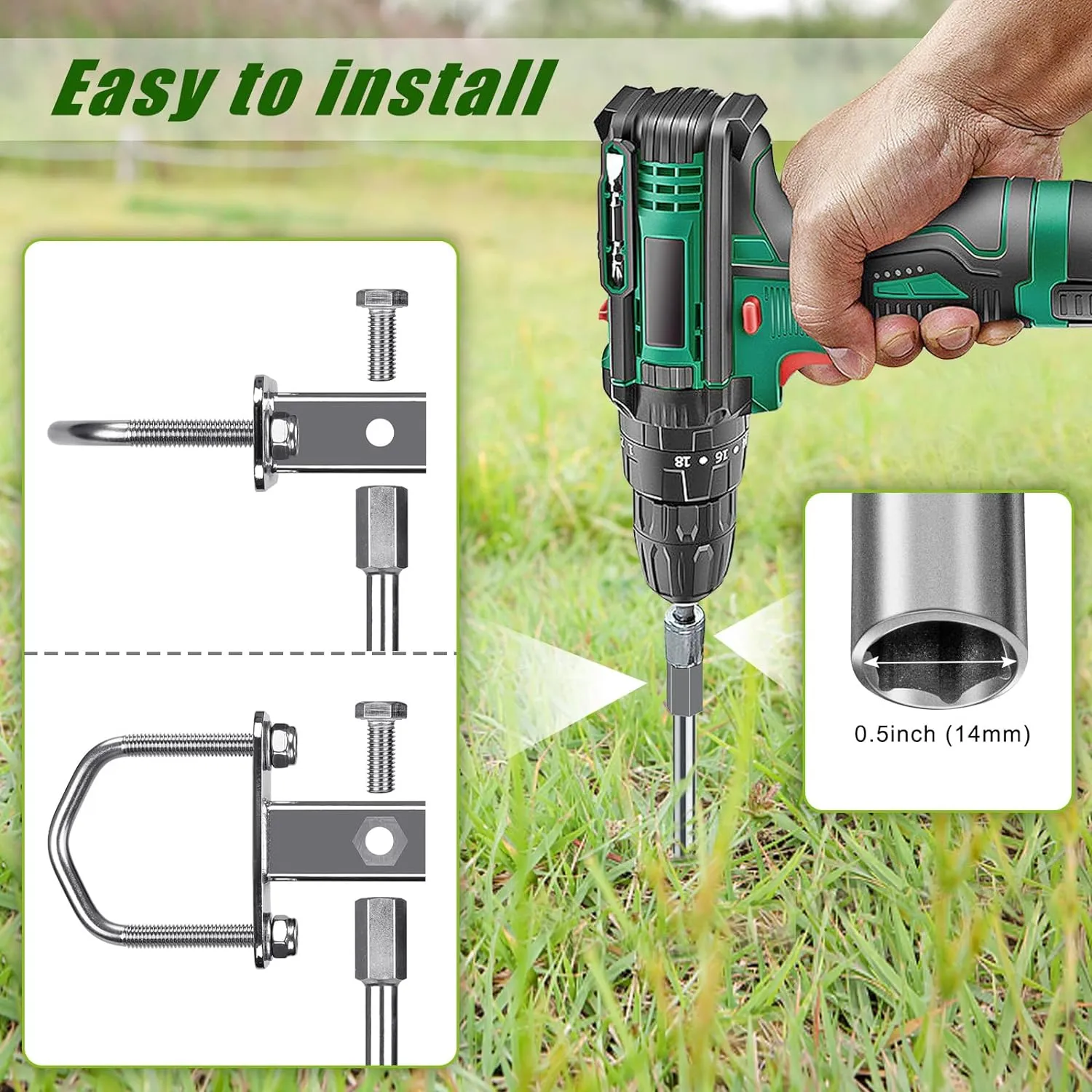 Multi-Purpose Ground Anchors Screw in, Fully Welded Trampoline Anchors, Mobile Home Anchors, Earth Anchors for Shed, Swing Set, Carport,Shed, Securing Animals
