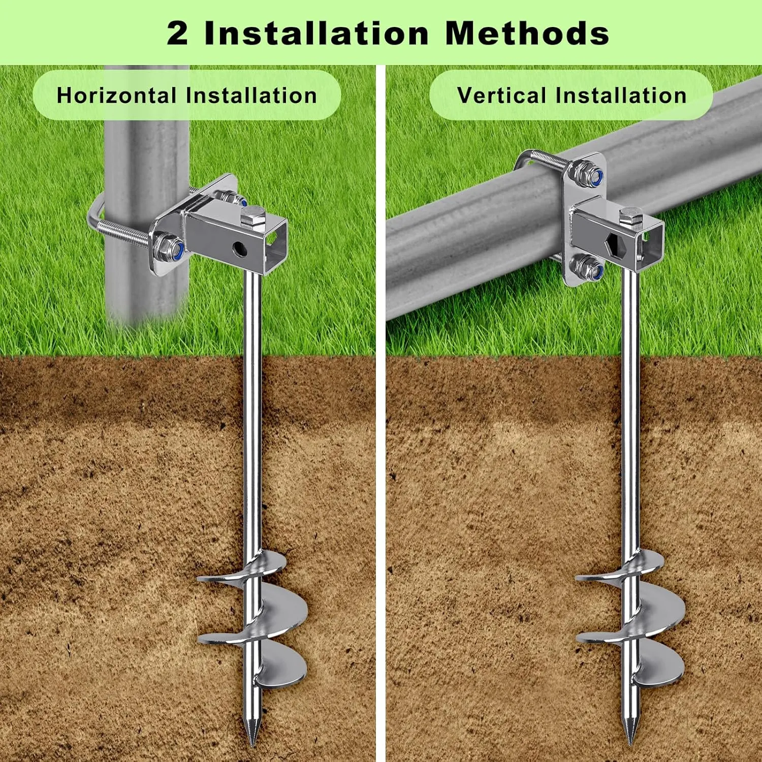 Multi-Purpose Ground Anchors Screw in, Fully Welded Trampoline Anchors, Mobile Home Anchors, Earth Anchors for Shed, Swing Set, Carport,Shed, Securing Animals