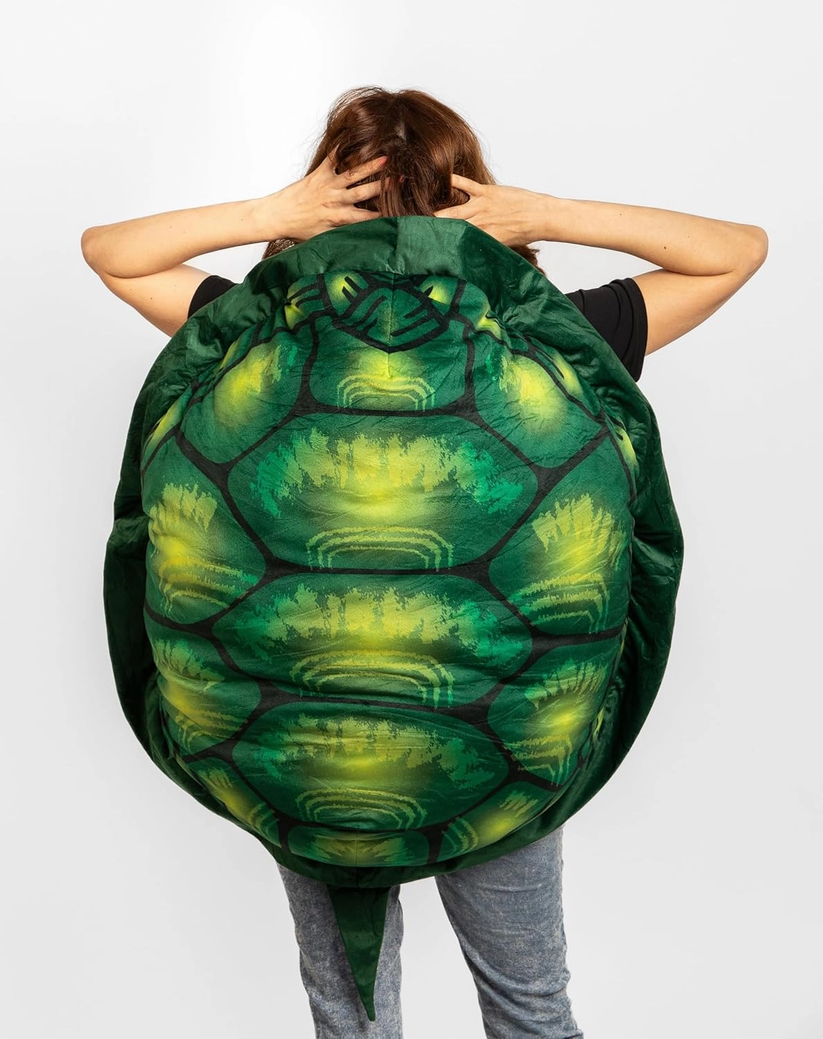 Multifunctional Giant Wearable Turtle Shell Pillow, 40-inch Cozy Plush Costume for Snuggling, Dress-up, Lounging, or Themed Parties, Stuffed with Soft Cotton, Vibrant Print, Hand Washable