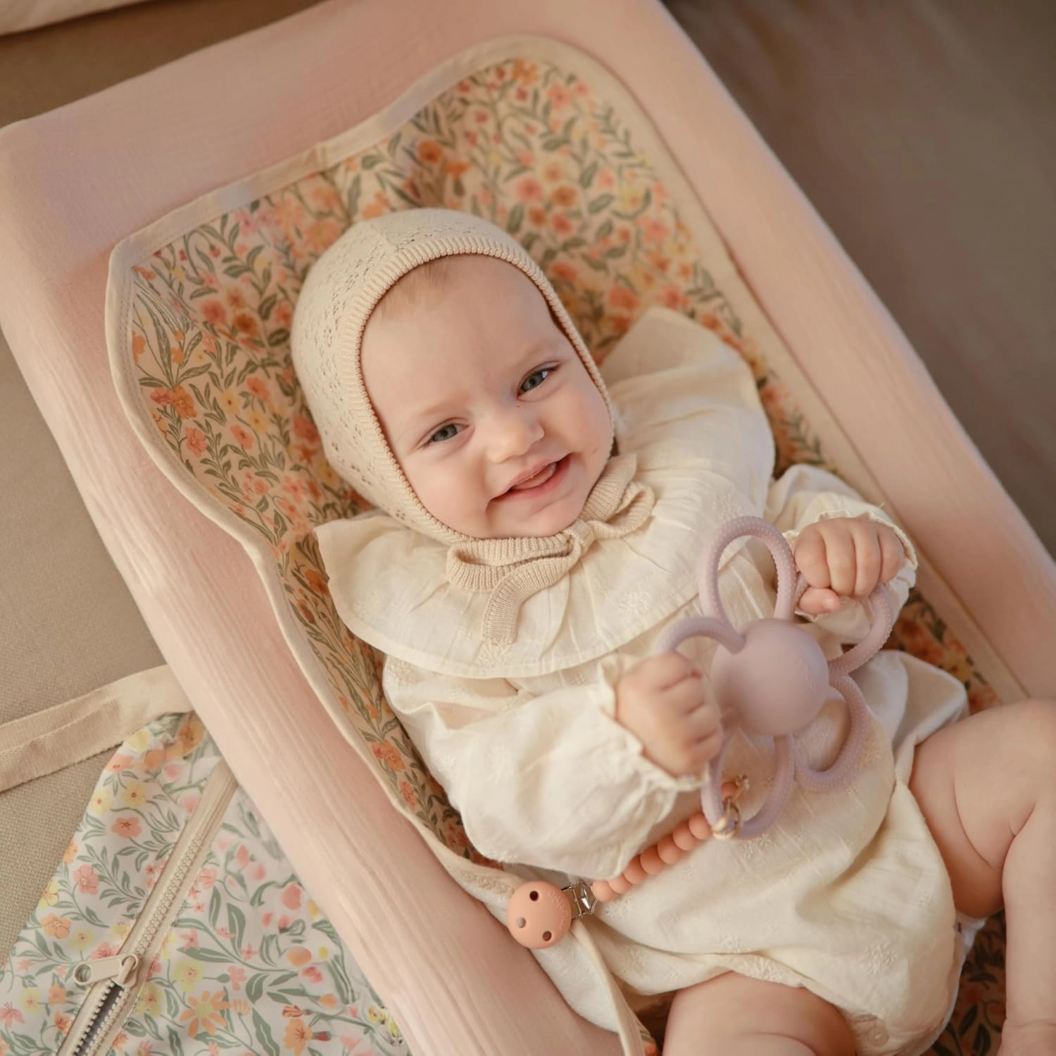 mushie Waterproof Changing Pad Liners | 100% Organic Cotton | Set of 3 (Pastel Blooms Combo)