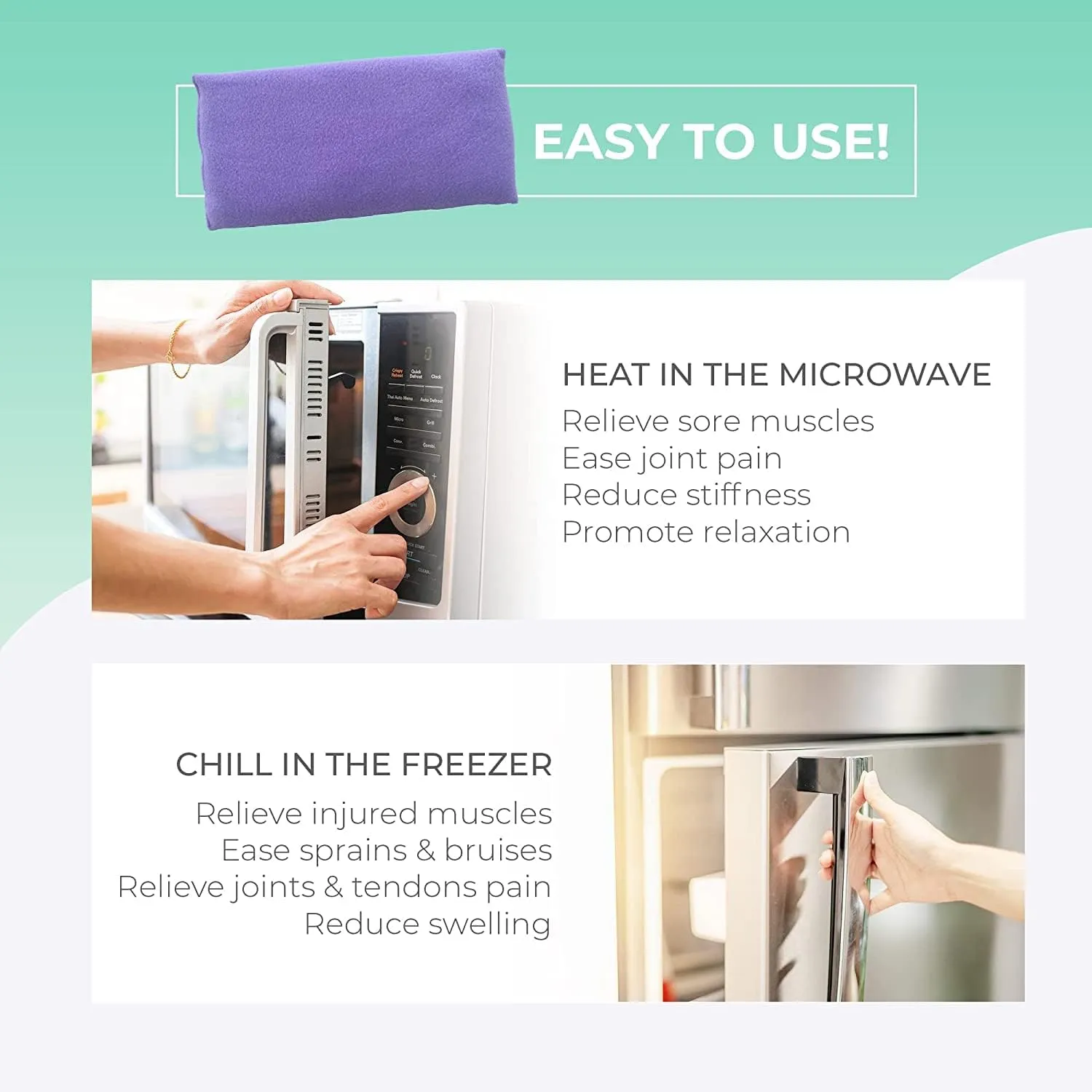 My Heating Pad Microwave Heating Pad - Moist Microwavable Heating Pads for Joints and Muscles Relief - Microwave Hot Pack Heat Pad for Cramps - Chilled or Heated Pad Therapy - Purple Unscented
