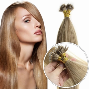 Nano Ring Hair Extensions Human Hair Keratin Cold Fusion Nano Tip Micro Beads Link Thick Hair Balayage Highlight Ombre Real Remy Hair 1g/s (18inch50gr50s, 18-Ash Blonde)