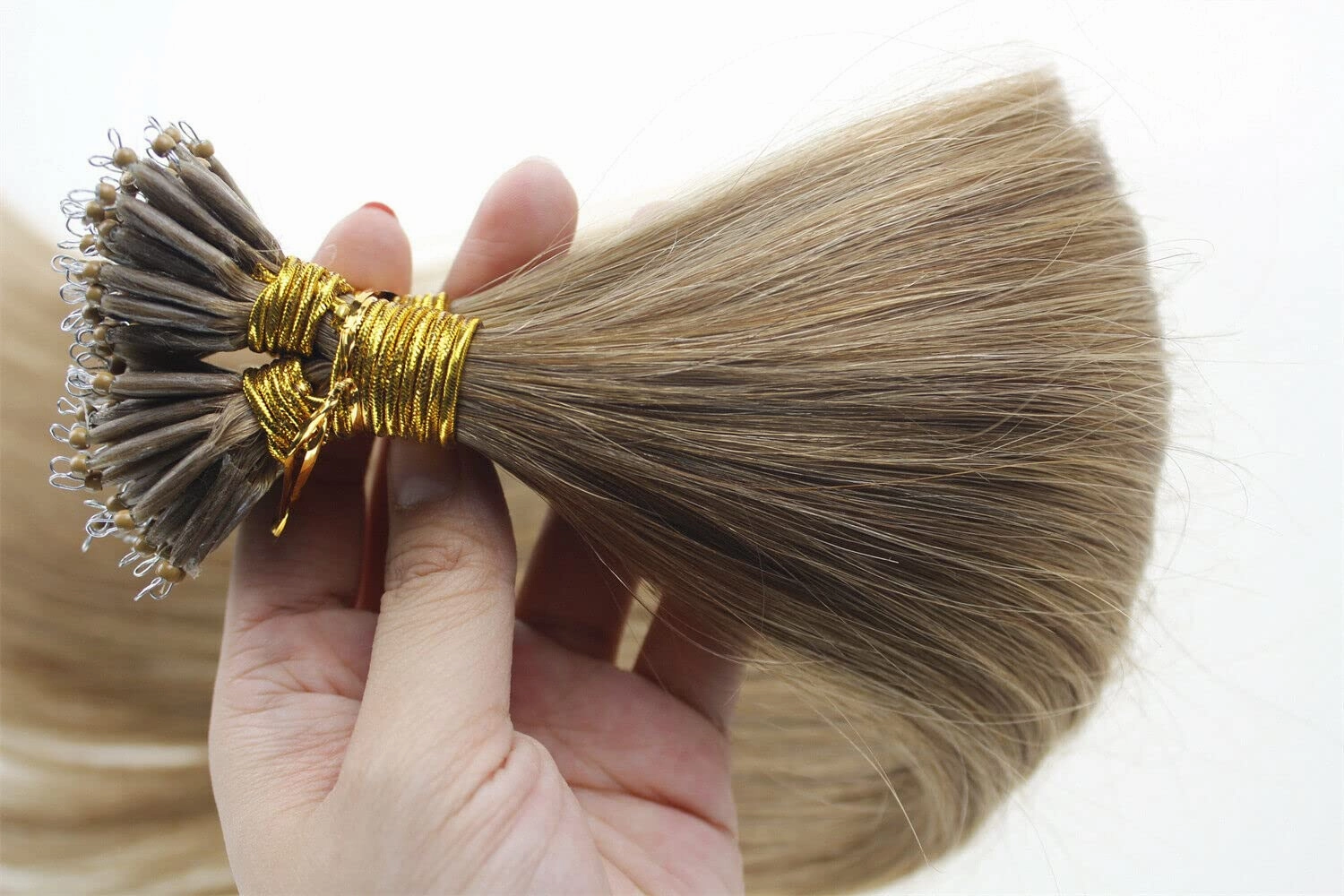 Nano Ring Hair Extensions Human Hair Keratin Cold Fusion Nano Tip Micro Nano Beads Link Thick Hair Balayage Highlight Ombre Real Remy Hair 1g/s (18inch50gr50s, 12-Light Brown)