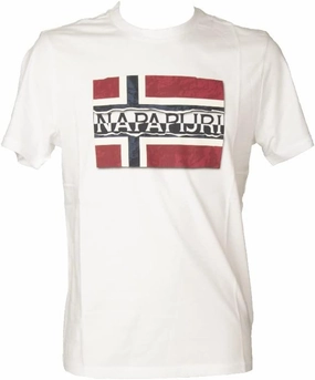 Napapijri men's t-shirt short sleeve crew neck cotton article NP0A4FRR SENCH SS, 002 Bianco - Bright white, X-Large