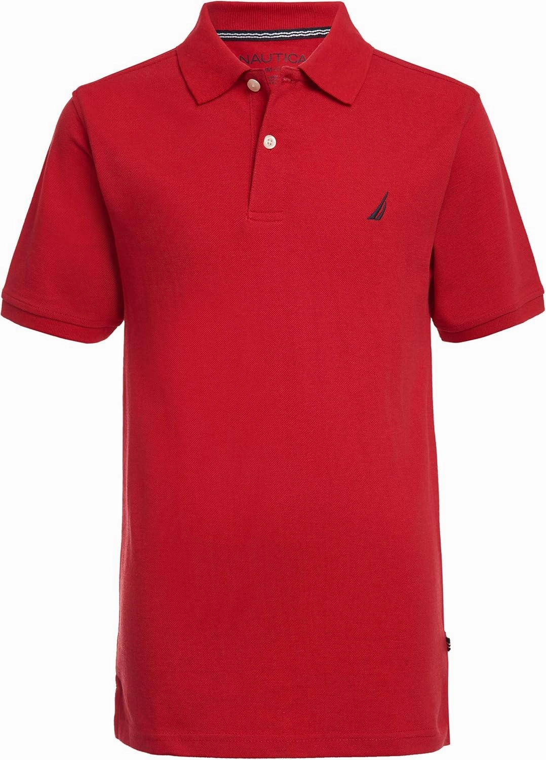 Nautica Boys' Short Sleeve Anchor Polo, Button Closure, Soft & Comfortable, Pique Fabric