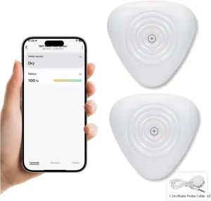 NEO Zigbee Water Sensor, Smart Water Leak Detector for Home, Requires Zigbee Hub, Compatible with SmartThings and Home Assistant (ZHA & Z2M) (2 Pack, Piece, 2)