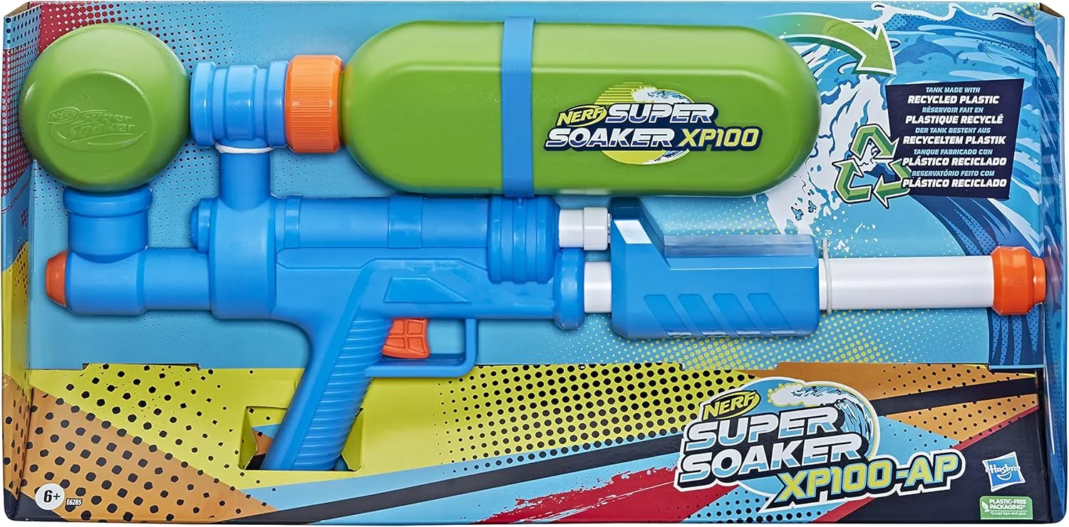 Nerf Super Soaker XP100 Water Blaster – Air-Pressurised Continuous Blast – Removable Tank – for Kids, Teens, Adults