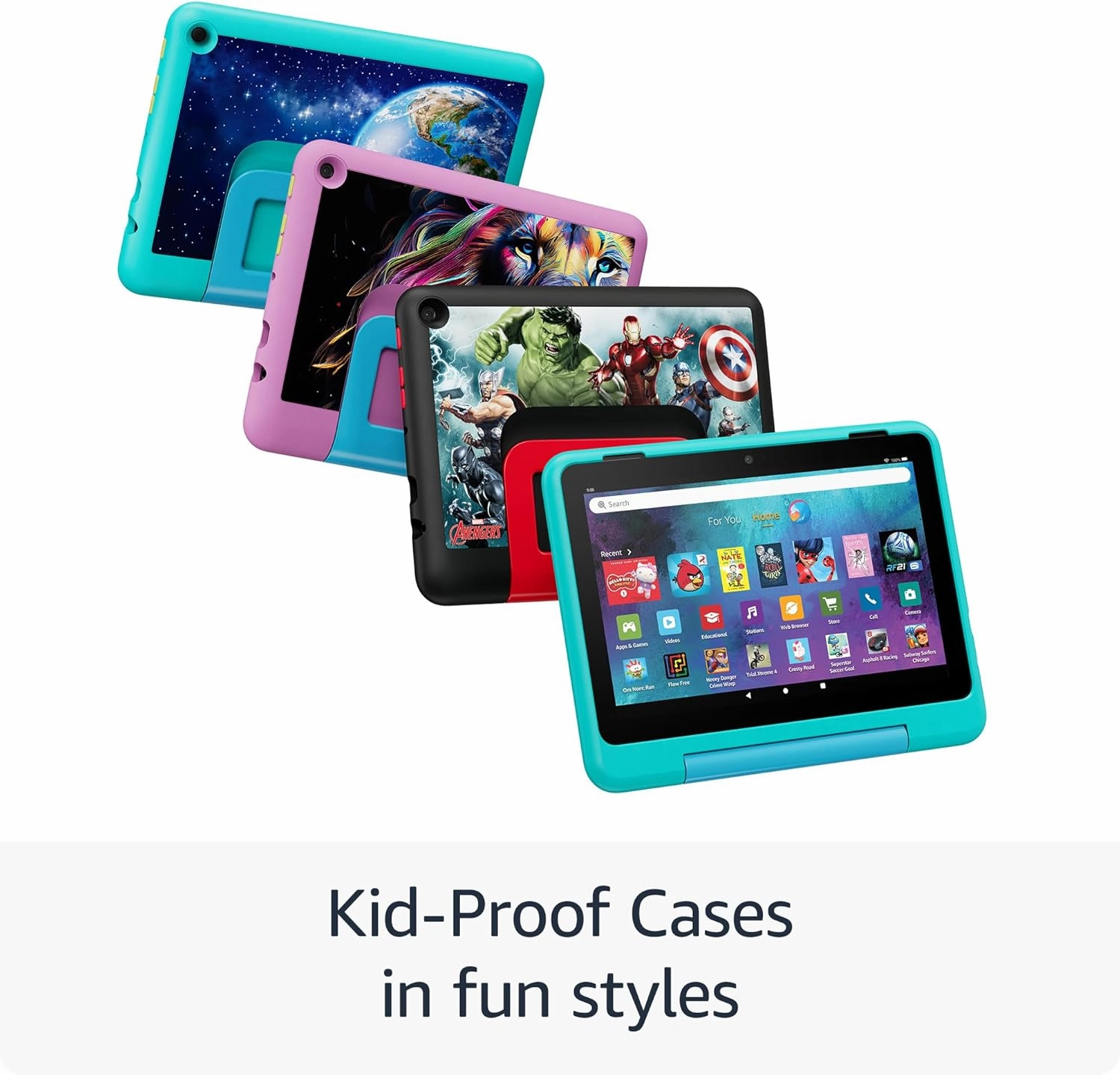 New Amazon Fire HD 8 Kids Pro tablet, ages 6-12. Bright 8" HD screen, includes ad-free content, parental controls, 13-hr battery, slim case for older kids, 64GB, Hello Teal, (2024 release)
