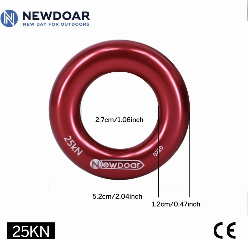 NewDoar Rappel Ring 25kN Gold Large O-Ring Rope Connector for Rock Climbing Arborist Rescue Hammock and Slackline