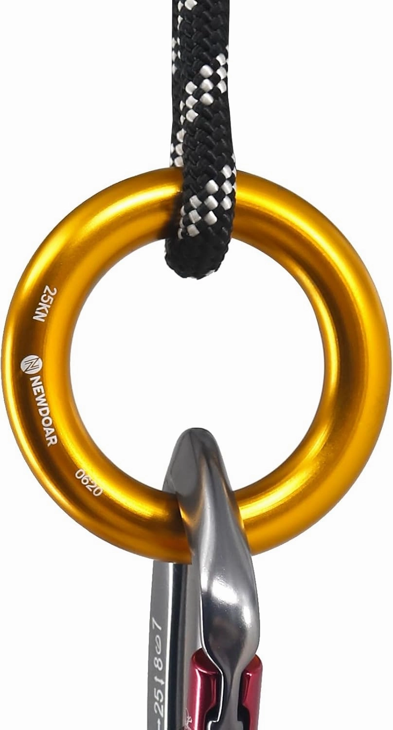 NewDoar Rappel Ring 25kN Gold Large O-Ring Rope Connector for Rock Climbing Arborist Rescue Hammock and Slackline