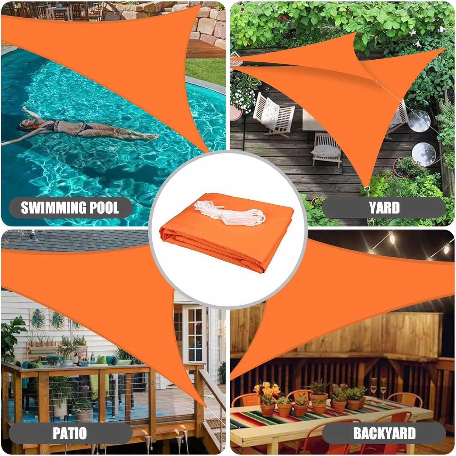 Neween Shade Sail, 6'7''x 6'7''x 6'7'' Sun Shade Sail Triangle Waterproof for Patio Yard Deck Pergola Outdoor Sun Sail Shade 98% UV Block Sunshade Orange Color