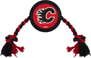 NHL Calgary Flames Puck Toy for Dogs & Cats. Play Hockey with Your Pet with This Licensed Dog Tough Toy Reward!