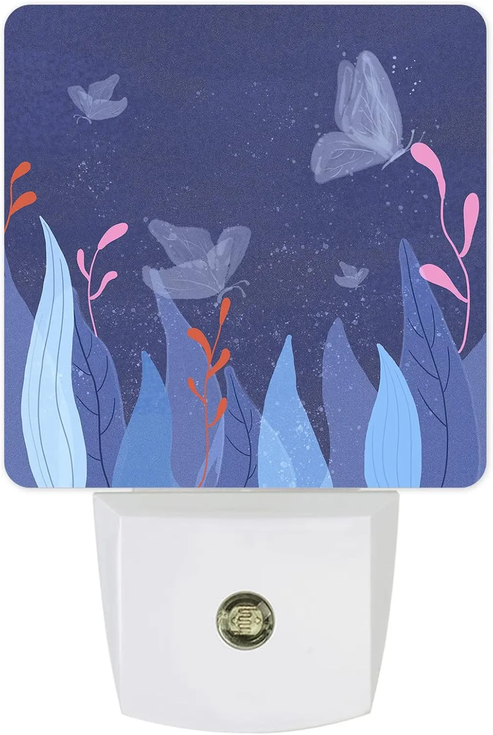 Night Light for Kids, Abstract Butterfly Blue Dream Plant LED Night Light Plug into Wall with Light Sensors Dusk to Dawn, Nightlight for Children Girls Baby Room Nursery Stairs Hallway Decor