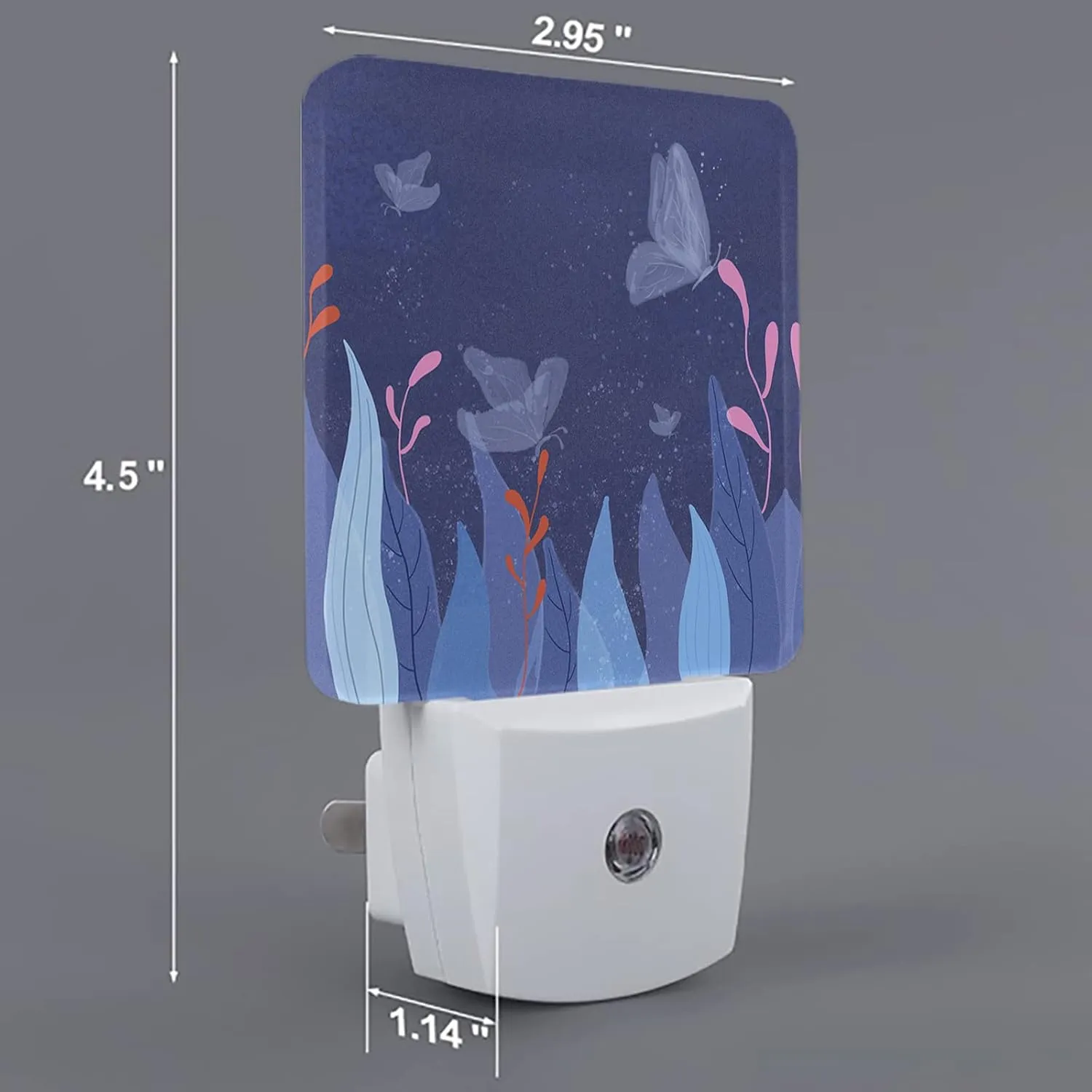 Night Light for Kids, Abstract Butterfly Blue Dream Plant LED Night Light Plug into Wall with Light Sensors Dusk to Dawn, Nightlight for Children Girls Baby Room Nursery Stairs Hallway Decor
