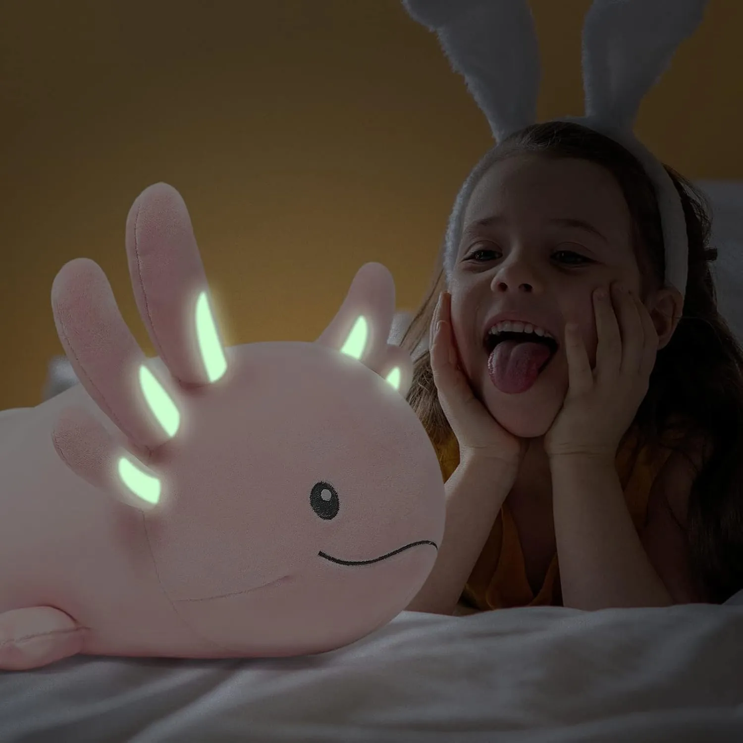Niuniu Daddy 20 Inch Pink Axolotl Plush Toy - Luminous, Realistic, Cute Stuffed Animal Plushies for Girls & Boys - Glow-in-The-Dark Birthday Gifts