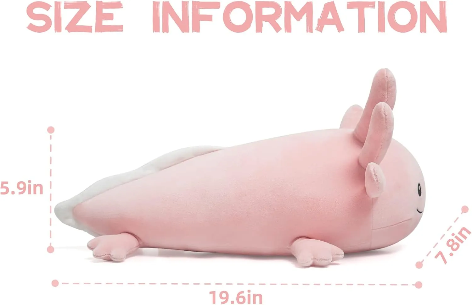 Niuniu Daddy 20 Inch Pink Axolotl Plush Toy - Luminous, Realistic, Cute Stuffed Animal Plushies for Girls & Boys - Glow-in-The-Dark Birthday Gifts