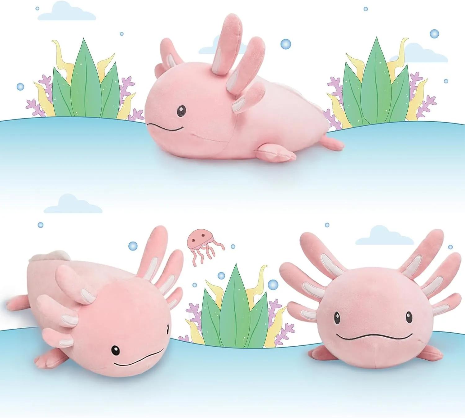 Niuniu Daddy 20 Inch Pink Axolotl Plush Toy - Luminous, Realistic, Cute Stuffed Animal Plushies for Girls & Boys - Glow-in-The-Dark Birthday Gifts