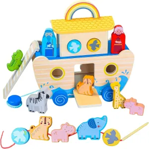 Noahs Ark Toy, Baptism Gifts for Boys with Animal Shape Sorter, Wooden Montessori Toys for Toddlers, Bible Toys for 1 2 3 4 Years Old Baby Girl and Boy