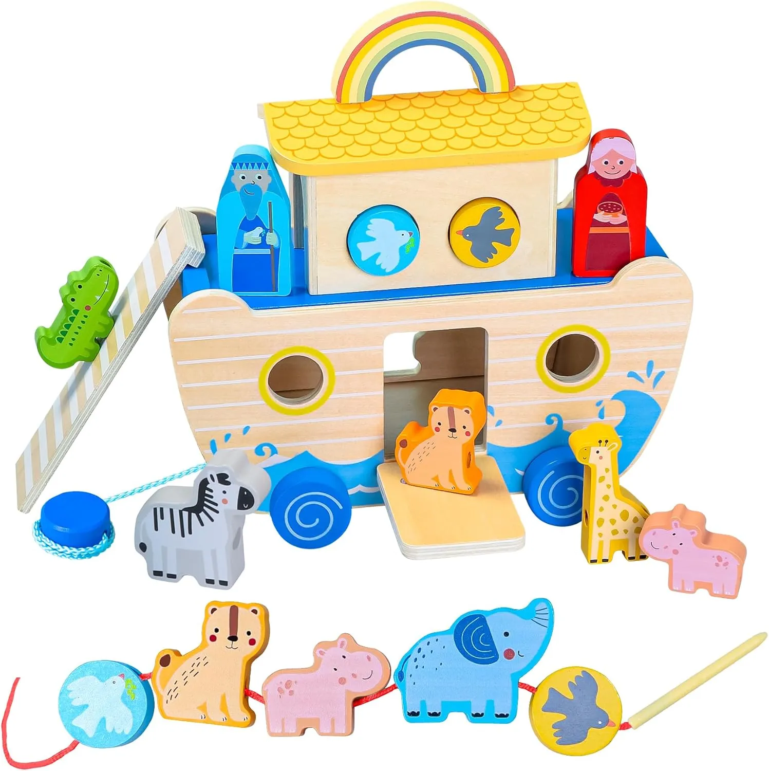 Noahs Ark Toy, Baptism Gifts for Boys with Animal Shape Sorter, Wooden Montessori Toys for Toddlers, Bible Toys for 1 2 3 4 Years Old Baby Girl and Boy