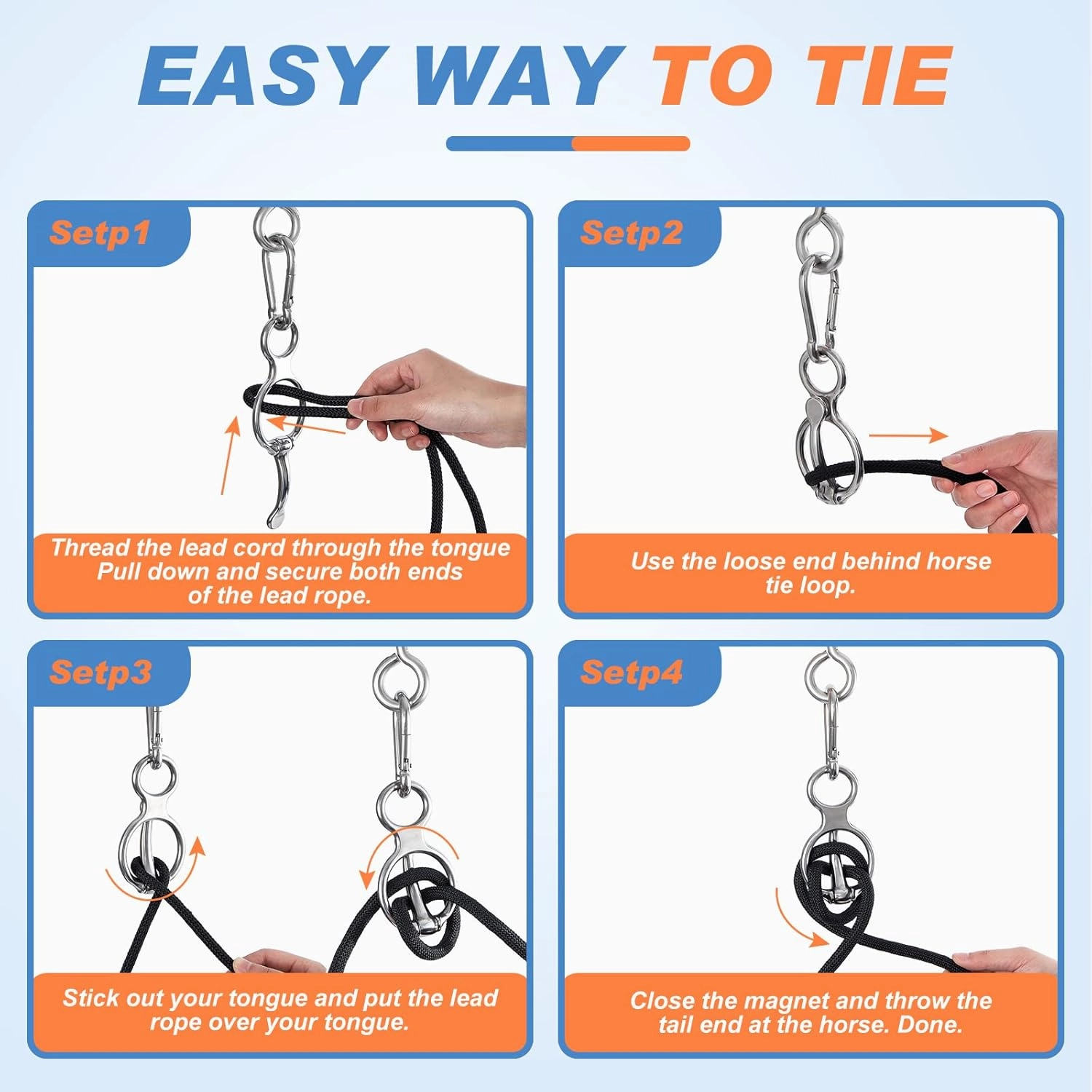 Nuenen Horse Tie Ring Stainless Steel Horse Tack and Supplies Safety Accessories with Eye Bolts and Snaps Saddle Training Equipment for Pulling