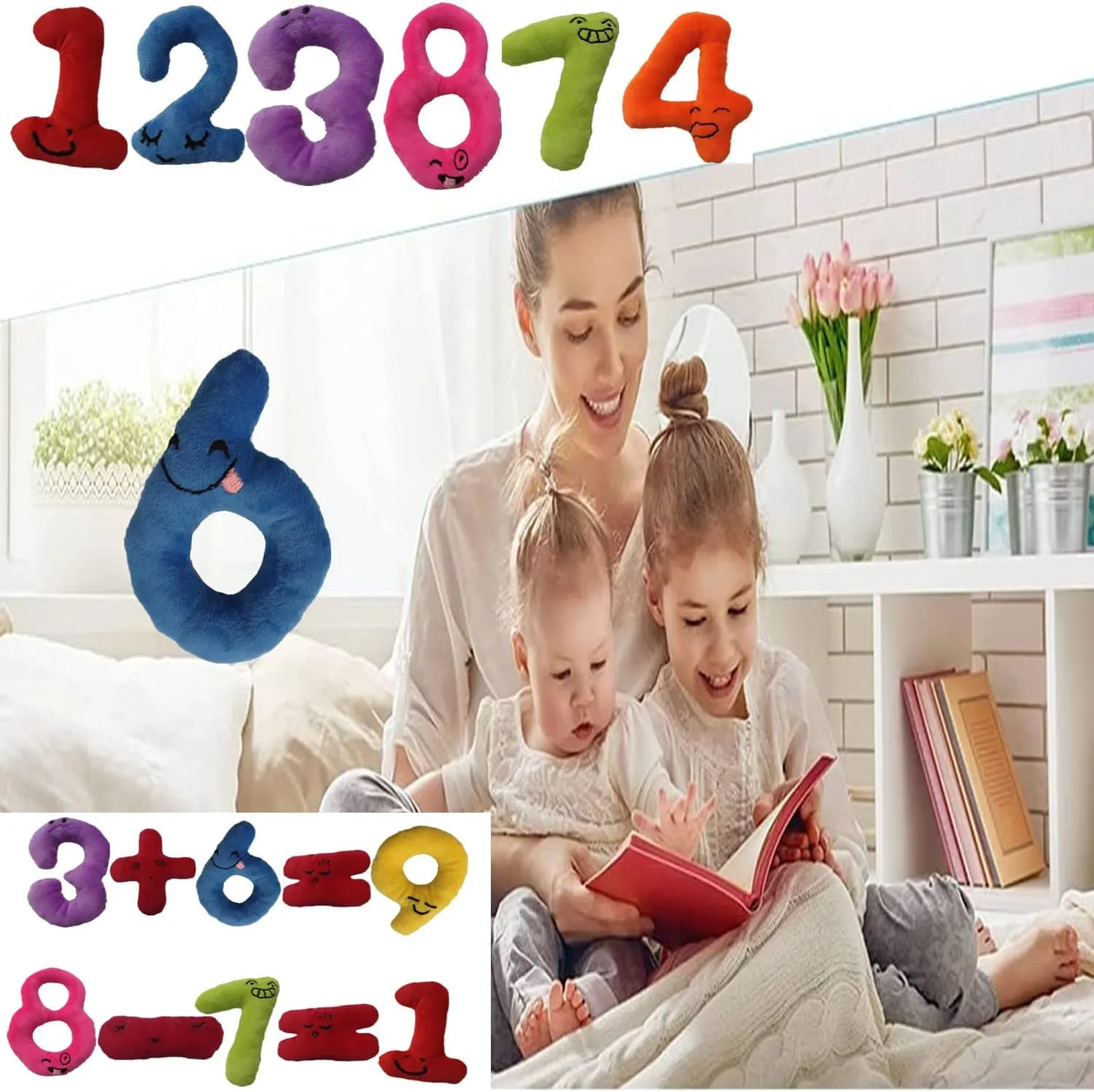 Number Plush Toy -10 Numbers and 5 Numbers Plush Operation - Mathematical Early Education and Boys and Girls Learning Toys (15 Pieces)
