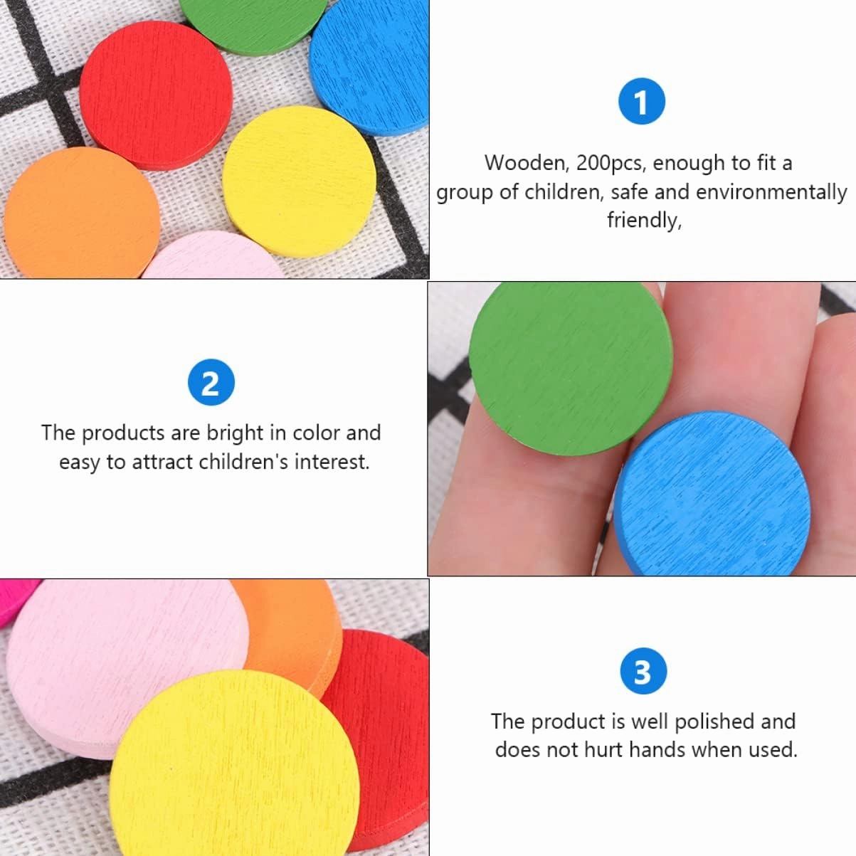 NUOBESTY 600pcs Colorful Math Discs Educational Toy for Boys and Girls Safe and Smooth Polished Plaything for Cognitive Development and Math Skills for Group Learning Activities