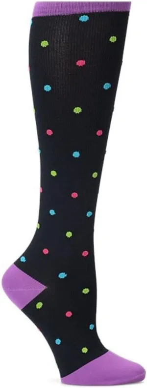 Nurse Mates Compression Support Wide Calf Sock 2-Pair Pack (Bright Dots)