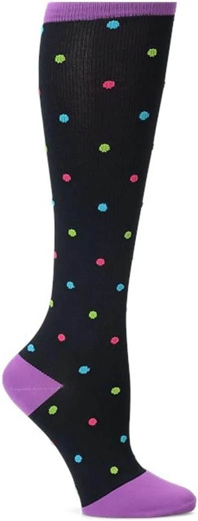 Nurse Mates Compression Support Wide Calf Sock 2-Pair Pack (Bright Dots)