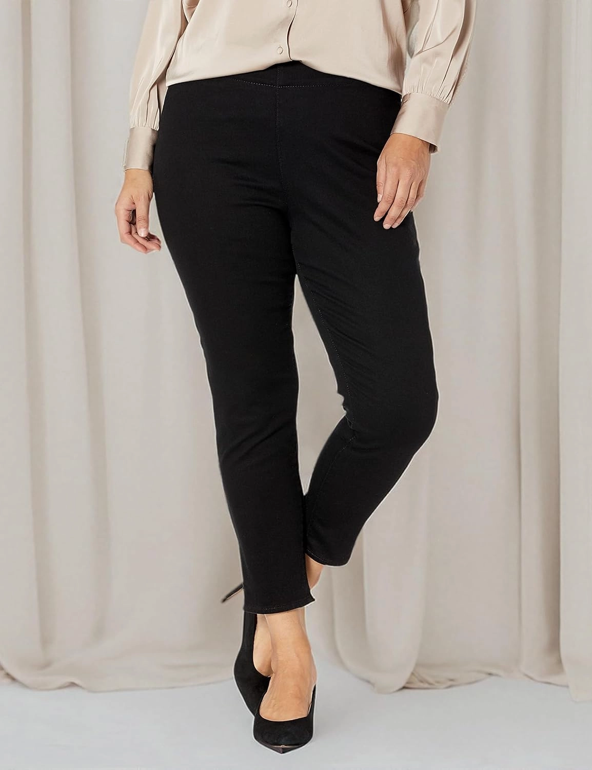 NYDJ Women's Plus Size Pull On Skinny Ankle Jean with Side Slit