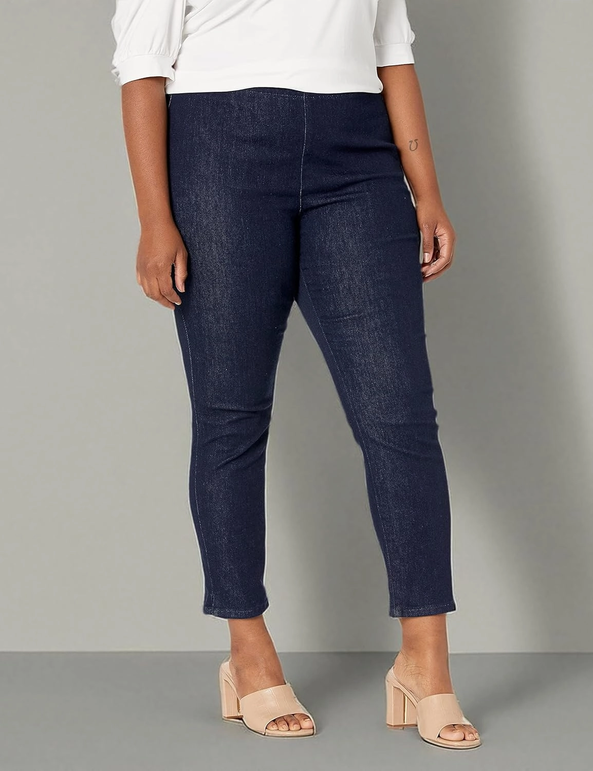 NYDJ Women's Plus Size Pull On Skinny Ankle Jean with Side Slit