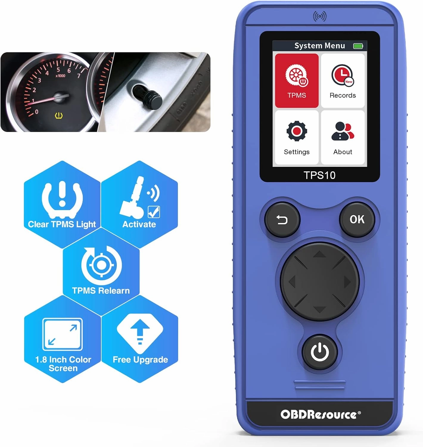 OBDResource TPMS Relearn Tool for Jeep Ford BMW Nissan/Honda/Mazda/Dodge Series Vehicles, TPS10 Universal Tire Pressure Monitor Sensor Activate and Reset Tool [Upgrade of U508]