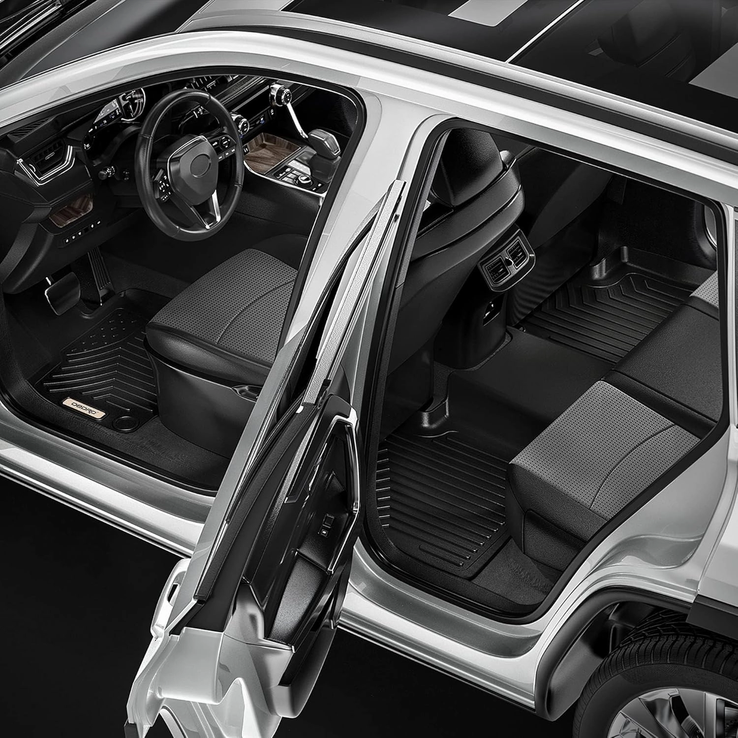 OEDRO Floor Mats Fit for 2016-2024 Chevrolet Camaro, Unique Black TPE All-Weather Guard Includes 1st and 2nd Row: Front, Rear, Full Set Liners