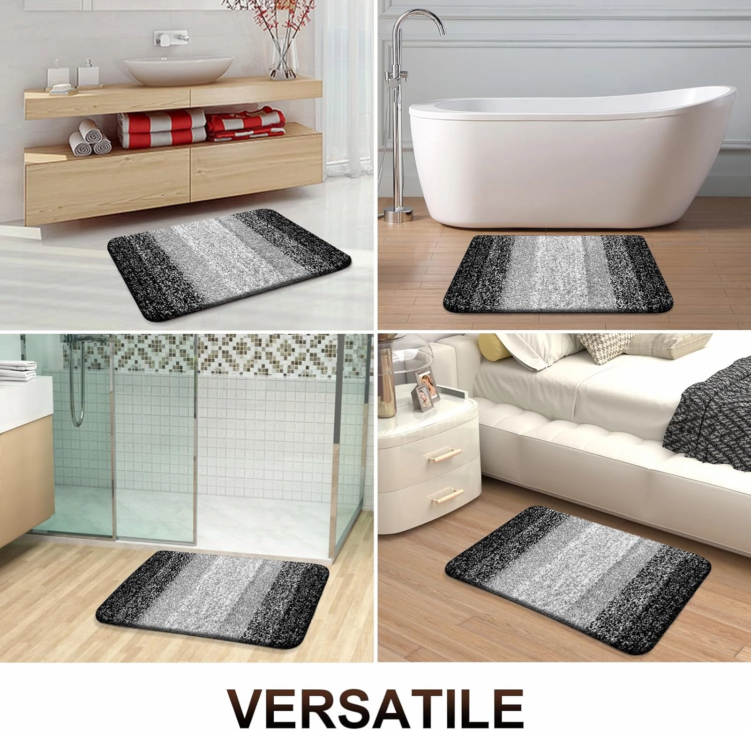 OLANLY Bathroom Rugs Mat 30x20, Extra Soft Absorbent Microfiber Bath Rugs, Rubber Backing, Quick Dry, Machine Washable Bath Mats for Bathroom Floor, Tub, Shower and Home Decor Accessories, Black